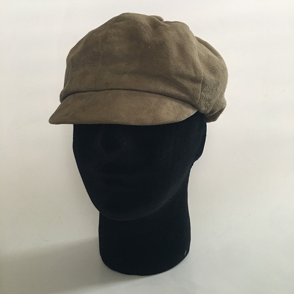 The Unbranded Brand Accessories - Genuine Suede Newsboy Cap Hat Unisex Tan Baker Boy Cabbie 70s Biker Moto Newsie